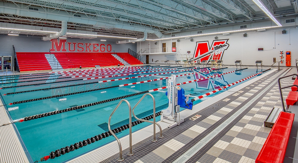Indoor competition/lap pool at Muskego High School